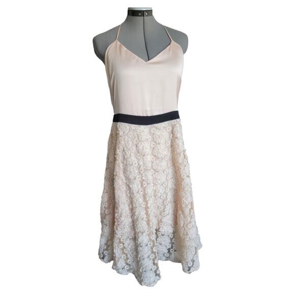 English Factory Lace & Satin Fit & Flare Dress Size Large Blush Pink - Picture 5 of 10